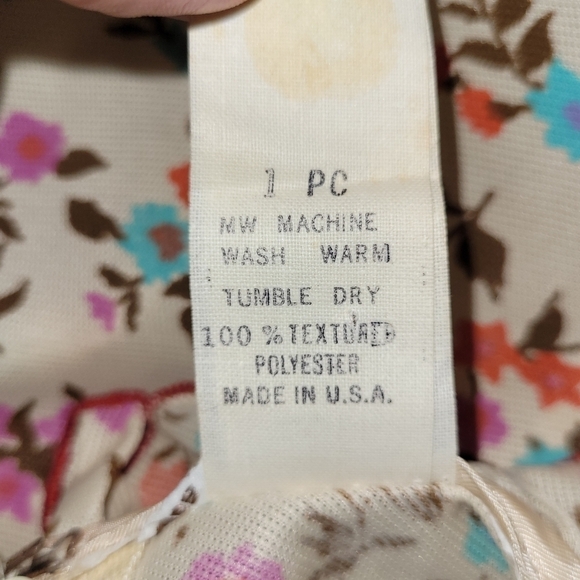 Vintage 70s Montgomery Wards Beige Print Floral Spring Dress Size 16 - Picture 10 of 12